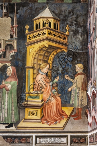 Detail of Arithmetic fresco, Hall of Liberal Arts, Trinci Palace Foligno, Gentile da Fabriano