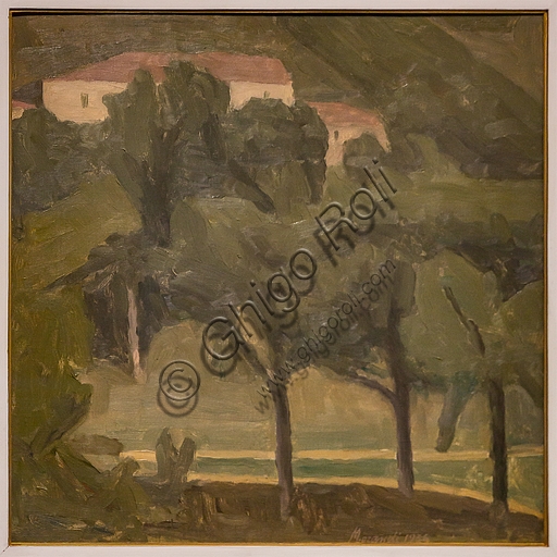 Landscape oil on canvas painting by Giorgio Morandi, Museo Novecento Florence