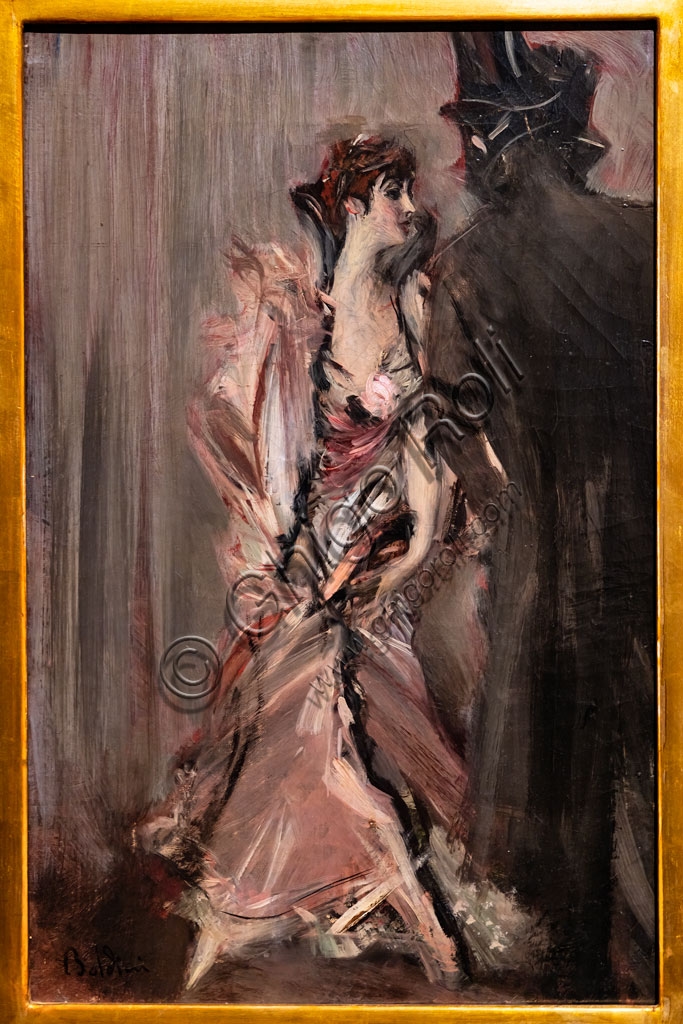 Painting Leaving the Ball by Giovanni Boldini, oil on canvas 1905, modern art