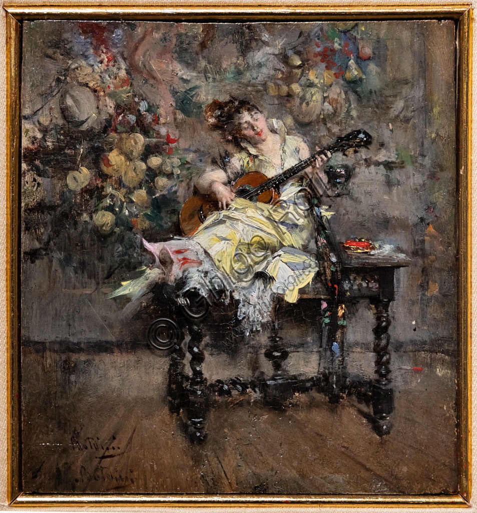 Dipinto La Joueuse de Guitare (1874) di Giovanni Boldini, olio su tela