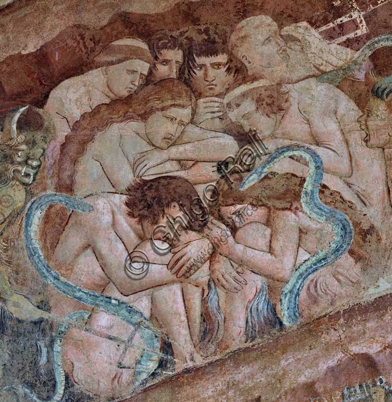 Particolare dell'affresco dell'Inferno: girone degli accidiosi, Camposanto di Pisa