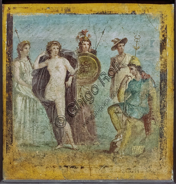 Fresco of the Judgment of Paris in the House of Jupiter at Pompeii, Fourth Style, west wall of the triclinium