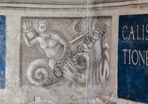 Detail of grisaille fresco showing marine deities struggle, Piccolomini Library Siena Cathedral