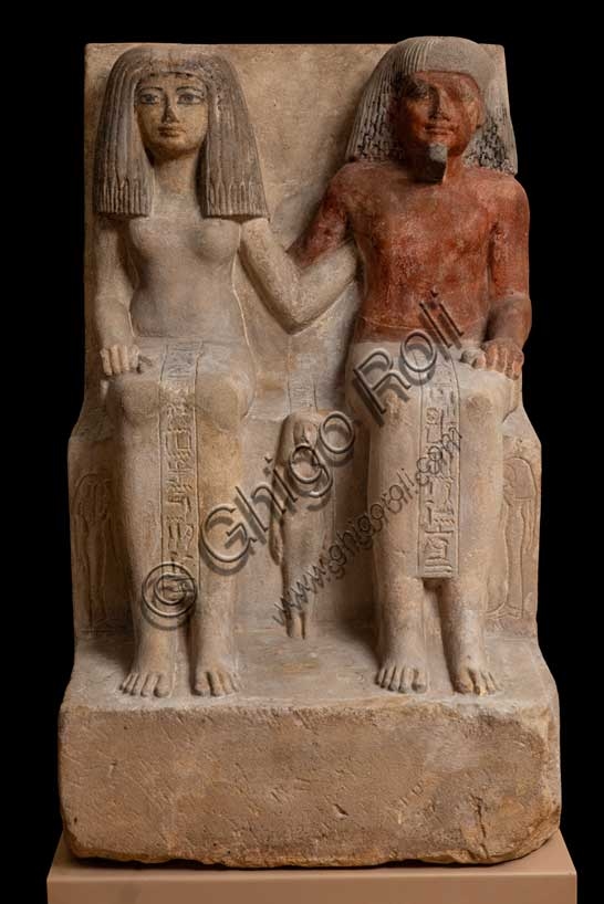 Gruppo statuario egizio Amenhotep e Merit con figli, Museo Archeologico Bologna