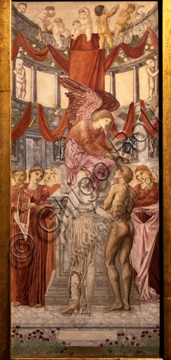 Il Tempio dell'Amore, dipinto a olio di Edward Burne-Jones, 1872, movimento preraffaellita