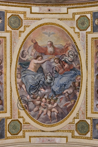 Affresco Incoronazione della Vergine, Cappella Lercari, Duomo di Genova, opera di Giovanni Battista Castello il Bergamasco