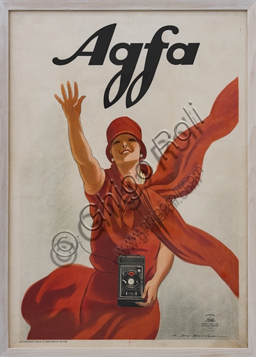 Manifesto pubblicitario Agfa illustrato da Marcello Dudovich, cromolitografia su carta