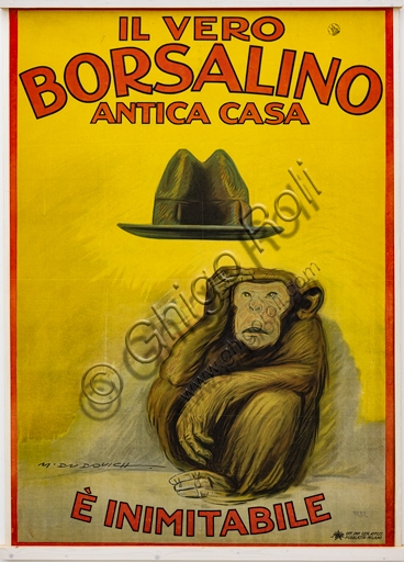 Dettaglio del manifesto pubblicitario Borsalino di Marcello Dudovich, 1921, cromolitografia su carta