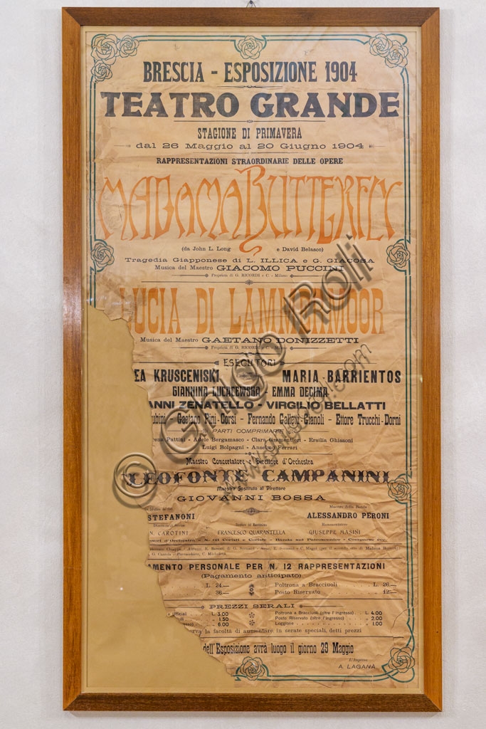 Manifesto originale 1904 per Madama Butterfly di Puccini, Teatro Grande Brescia