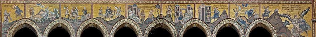 Dettaglio mosaici bizantini della Creazione nella navata del Duomo di Monreale