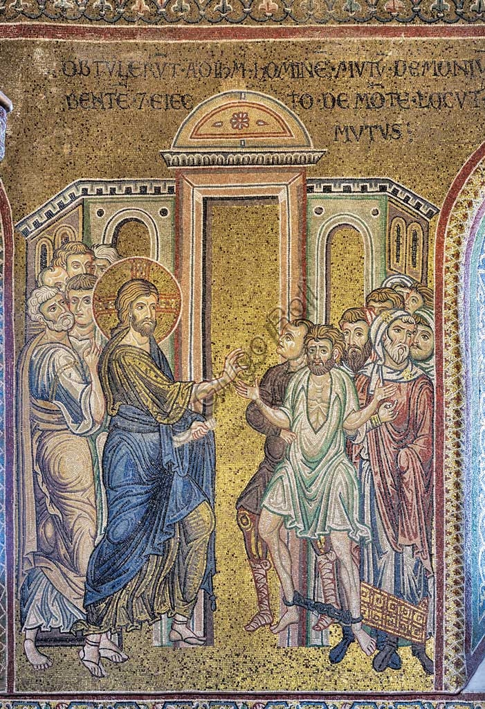 Byzantine mosaic The Miracle of the healing of the Possessed, Monreale Cathedral, Sicily