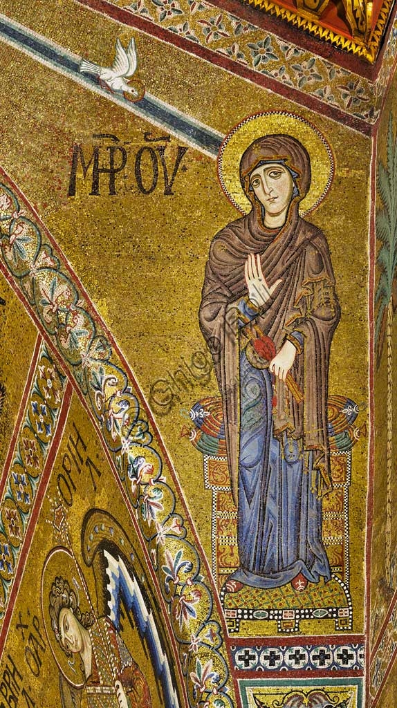 Mosaico bizantino della Vergine Annunciata, Duomo di Monreale a Palermo, Sicilia