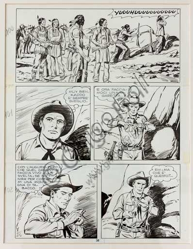 Tavola originale fumetto Tex di Niccolò Erio, un stranger a Elk City