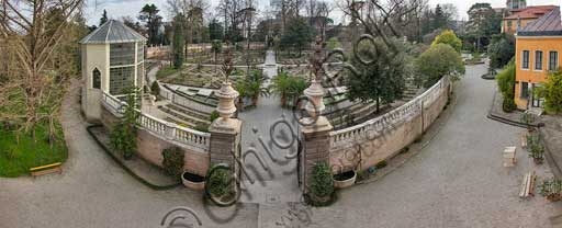 Veduta aerea dell'Orto Botanico di Padova, Hortus Cinctus, con aiuole geometriche storiche