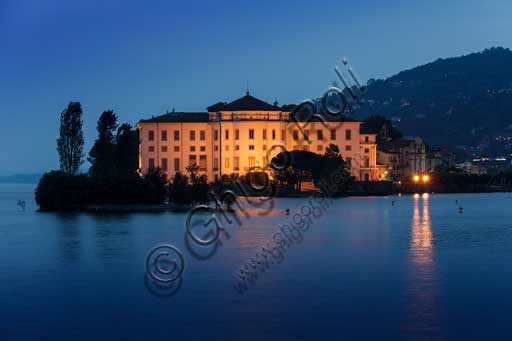 Aerial view of the Borromeo Palace on Isola Bella, Lake Maggiore