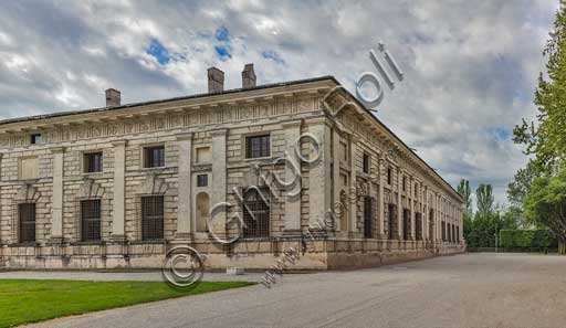 Architectural view of the northern and western facades of Palazzo Te in Mantua, Gonzaga's summer residence