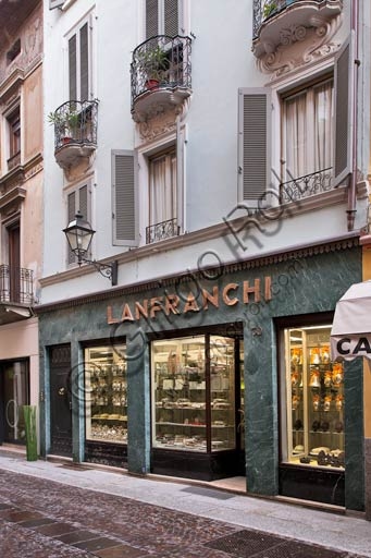 Historic interior of Lanfranchi Pastry Shop on Solferino Street in Cremona