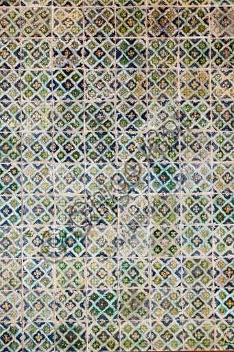 Detail of the 17th-century majolica floor in the Norman Palace, Palermo