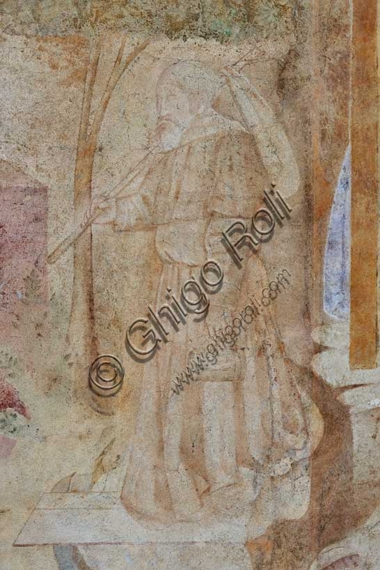 Thebaid fresco detail with monk, Monumental Cemetery of Pisa, by Buonamico Buffalmacco