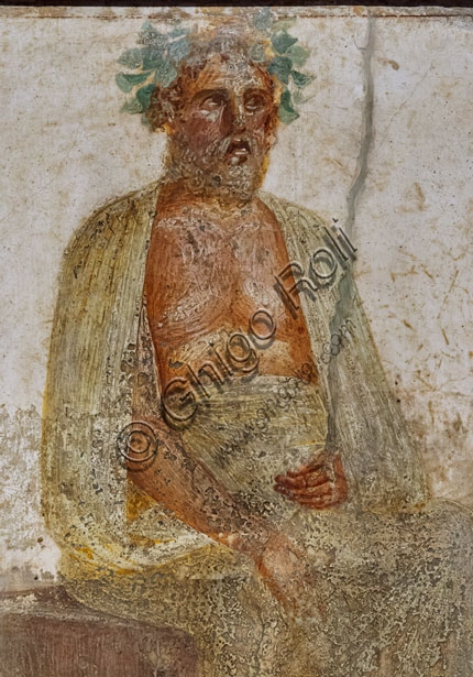 Roman fresco depicting a Poet in Fourth Style, Villa San Marco in Stabiae, room 12, 1st century AD.