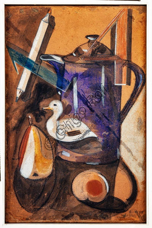 Painting Still Life with Numbers by Raffaele De Pisis from 1914