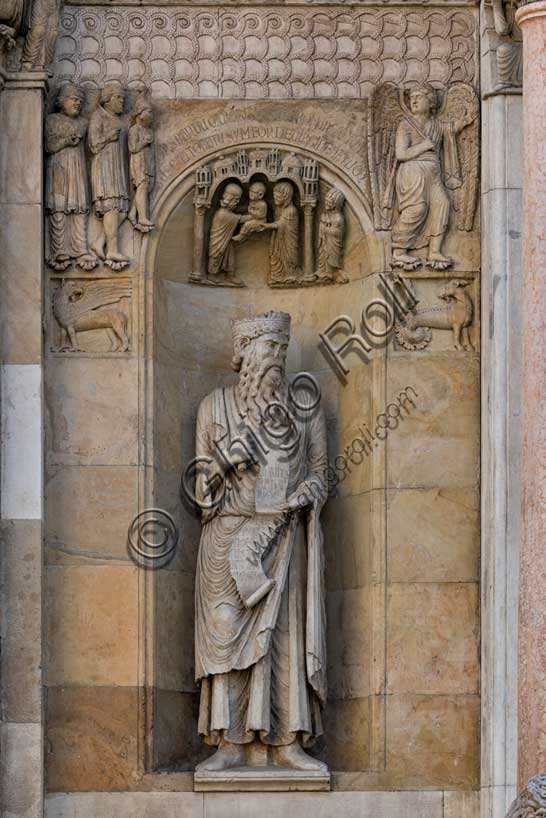 Scultura del Re David di Benedetto Antelami, Duomo di Fidenza, Parma, Emilia-Romagna