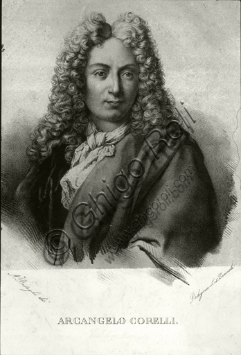 Engraved portrait of Arcangelo Corelli, Italian Baroque composer and violinist