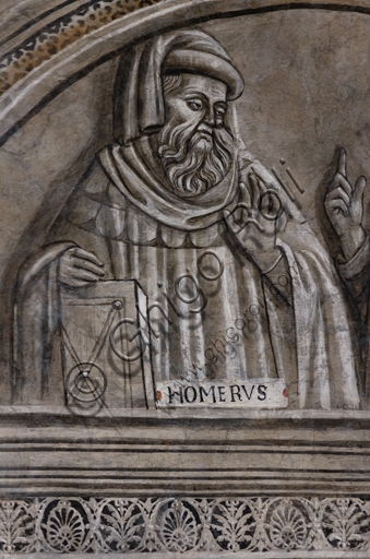 Ritratto di Omero, affresco monocromo scuola di Luca Signorelli, Libreria Alberi MODO Orvieto