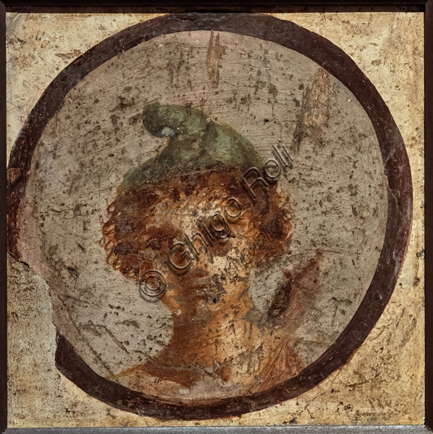 Roman fresco depicting the Portrait of Paris, discovered in Pompeii, dating to the 1st century AD and executed in the Third Pompeian Style