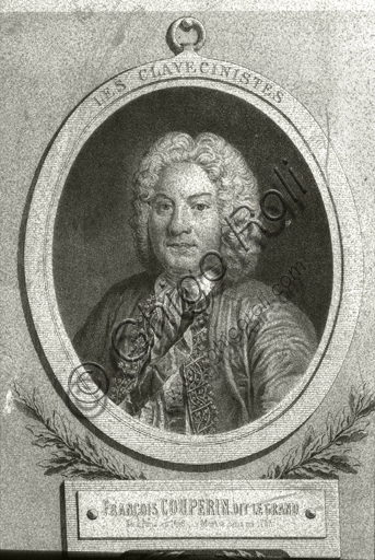 Ritratto in litografia del compositore François Couperin, stampa d'arte storica