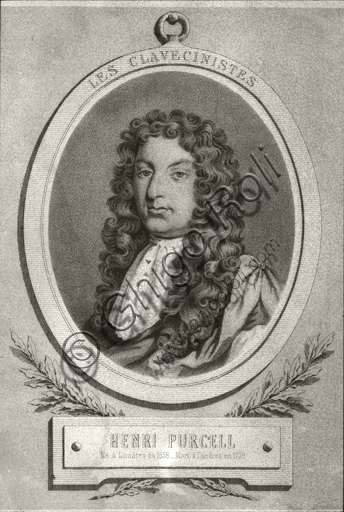 Ritratto incisione di Henry Purcell, compositore barocco inglese