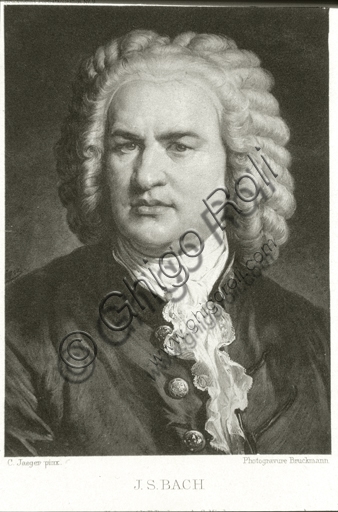Portrait of Johann Sebastian Bach, historical photogravure print