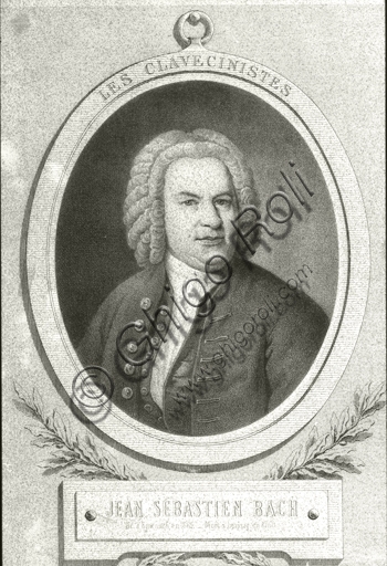 Lithograph portrait of composer Johann Sebastian Bach