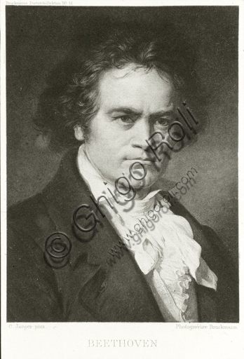 Fototipia del ritratto di Ludwig van Beethoven basata sul dipinto di Carl Jäger
