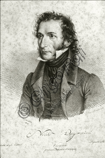 Niccolo Paganini portrait engraving violin Artaria print
