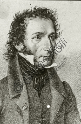Lithograph portrait of Niccolò Paganini, legendary violinist and composer