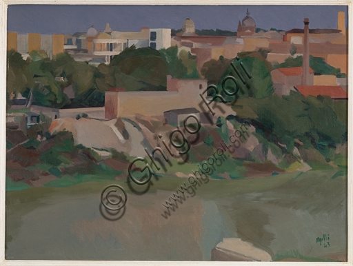Paesaggio romano dipinto Roberto Melli pittura italiana 1943