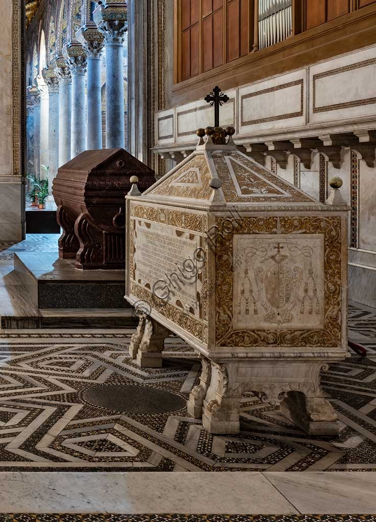 Sarcofago rinascimentale di Guglielmo II nel Duomo di Monreale, dettaglio scultoreo