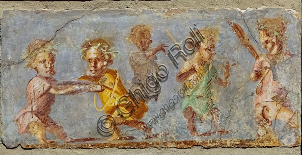 Roman fresco from Pompeii depicting a comic scene with dwarves, 1st century AD, Fourth Pompeian Style