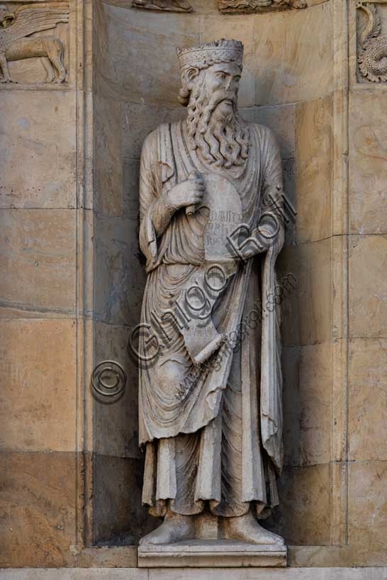 Stone sculpture of King David by Benedetto Antelami in Fidenza Duomo, Cathedral of San Donnino