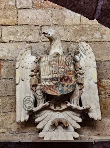 Sculpture Bourbon coat of arms eagle Winds Room Joharia Tower Norman Palace Palermo