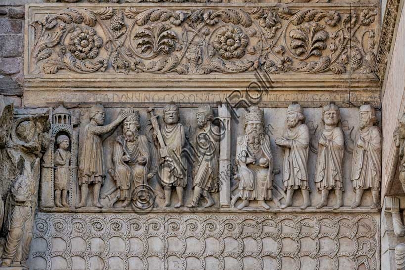 Scultura romanica di San Donnino e Massimiano, Duomo di Fidenza, dettaglio primo episodio Benedetto Antelami