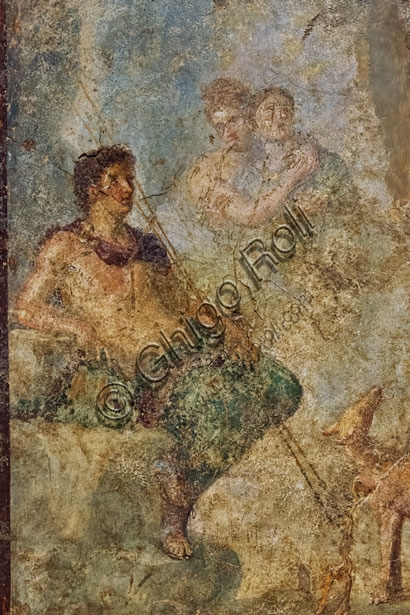 Fresco of Selene and Endymion in the triclinium of the House of the Dioscuri in Pompeii, Fourth Style, 1st century AD.