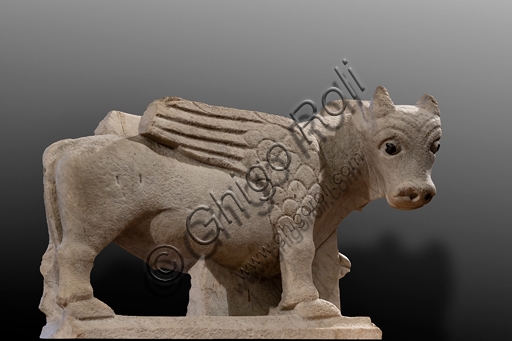 Marble sculpture of the Symbol of St. Luke, 13th century, National Museum of the Dukedom of Spoleto