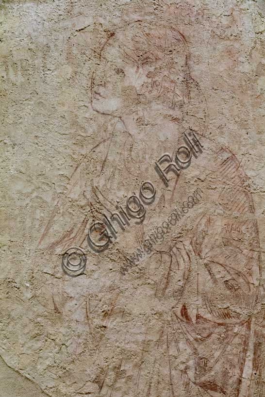 Sinopia by Benozzo Gozzoli, Annunciation, detail of the Virgin, Sinopia Museum Pisa