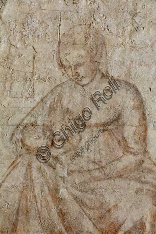 Sinopia di Benozzo Gozzoli, particolare con donna e neonato, Camposanto Pisa