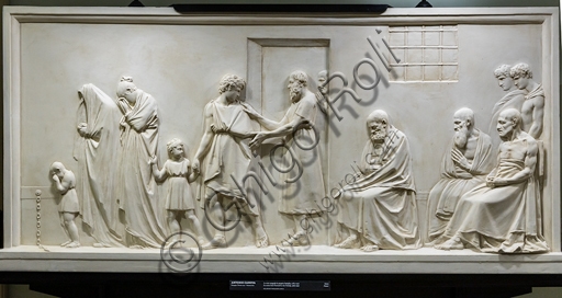 Scultura in gesso Socrate si congeda dalla famiglia di Antonio Canova 1787-1790