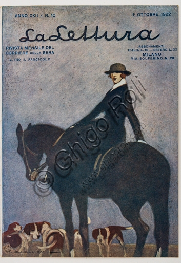 Stampa copertina La Lettura 1922 illustrata da Marcello Dudovich, arte grafica italiana