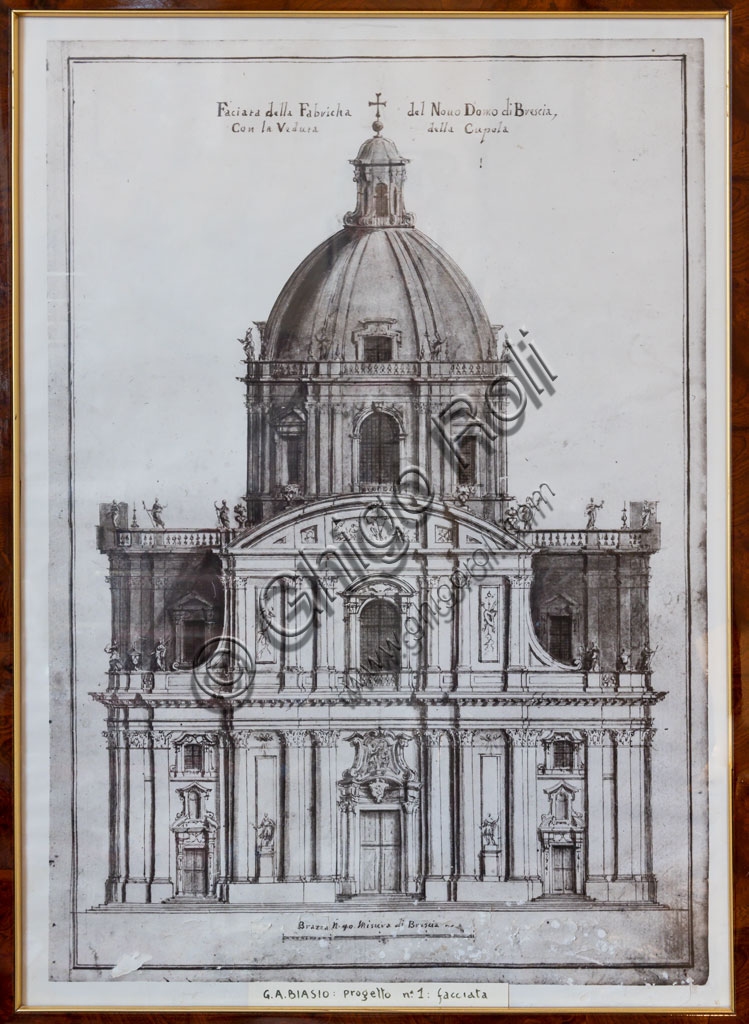 Artistic print of the Duomo Nuovo (New Cathedral) of Brescia