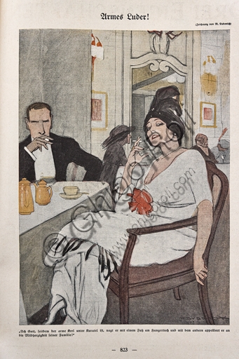 Original Simplicissimus no.21 print by Marcello Dudovich, 1913 satirical illustration